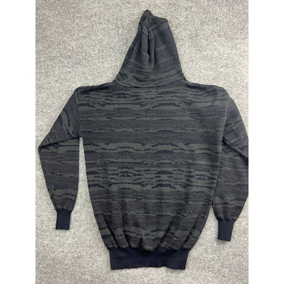 Morse Code Hoodie Men's Small Black Gray Camouflage Pullover Polyester - Picture 6 of 6